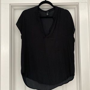 F21 Black Silky Short Sleeved Blouse